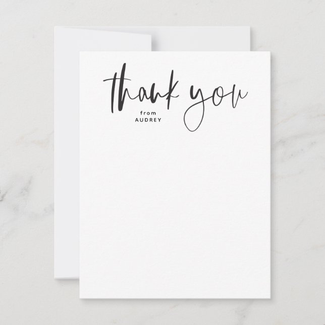 Carte De Remerciements Script simple moderne noir et blanc (Devant)