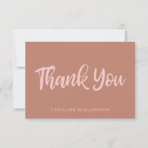 Carte De Remerciements Script tendance rose et terre cuite Lettrage perso