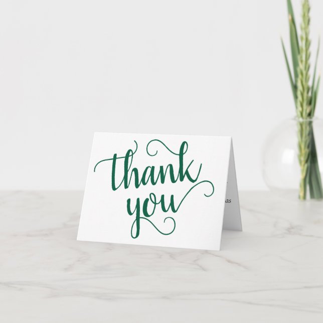 Carte De Remerciements Script vert simple | Hunter Flourish N'importe que (Devant)