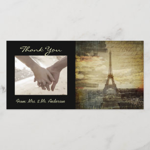 Carte De Remerciements Scripts vintages Paris Eiffel Tower Mariage