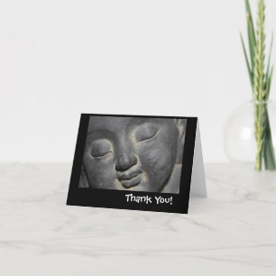 Carte De Remerciements Sculpture de pierre au visage de Bouddha serein