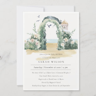 Carte De Remerciements Sea Beach Floral Arch Baby shower botanique Invita