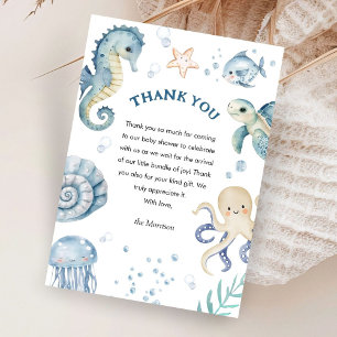 Carte De Remerciements Sea You Soon Baby Shower Garçon Océan Bleu