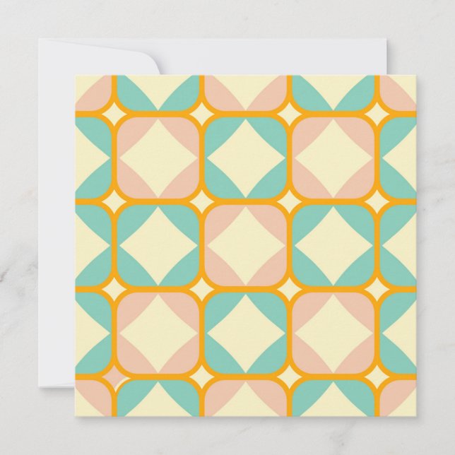 Carte De Remerciements Seamless retro pattern with rounded squares (Devant)
