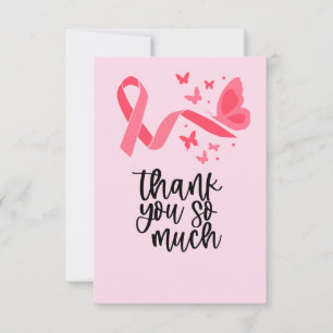 Carte De Remerciements Sensibilisation au cancer du sein avec le ruban ro