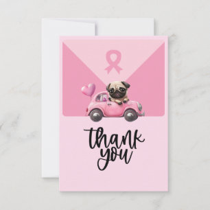Carte De Remerciements Sensibilisation au cancer du sein avec le ruban ro