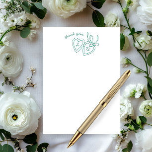 Carte De Remerciements Serrure de coeur Whimsical Doodle Croquis moderne 