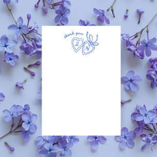 Carte De Remerciements Serrure de coeur Whimsical Doodle Croquis moderne 