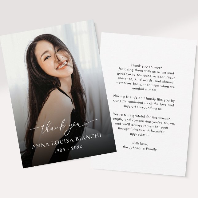 Carte De Remerciements Service commémoratif Funérailles Photo Célébration (Créateur téléchargé)