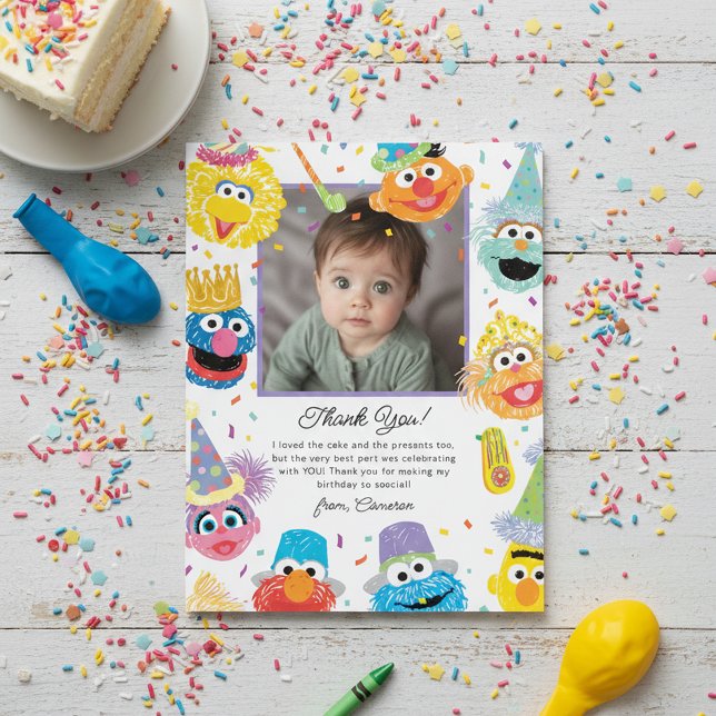 Carte De Remerciements Sesame Street Pals Confetti Anniversaire (Créateur téléchargé)
