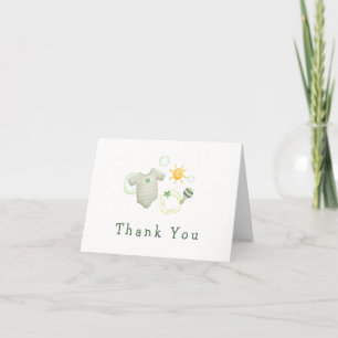 Carte De Remerciements Sexe Neutre Sage Vert Vêtements bébé Jouets Douche