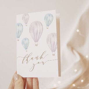Carte De Remerciements Sexe Révéler Pink et Blue Hot Air Balloon