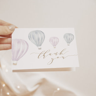 Carte De Remerciements Sexe Révéler Pink et Blue Hot Air Balloon