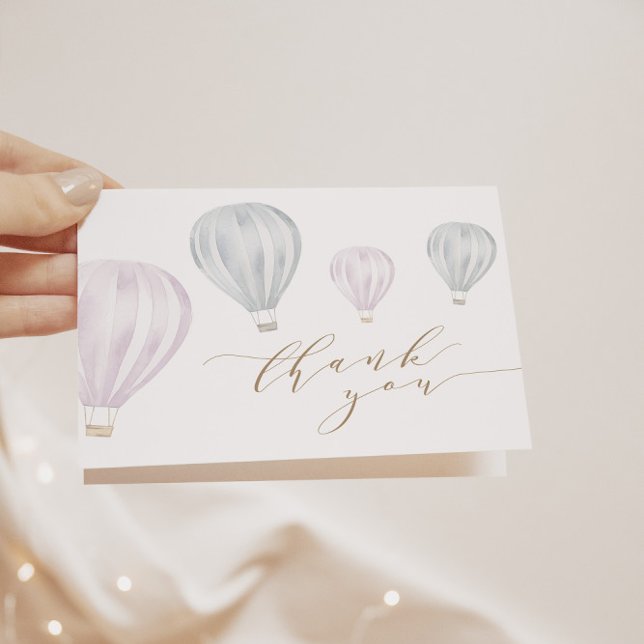 Carte De Remerciements Sexe Révéler Pink et Blue Hot Air Balloon (Créateur téléchargé)