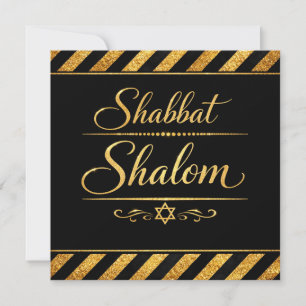 Carte De Remerciements Shabbat Shalom Juif Judaica Or Noir Luxe