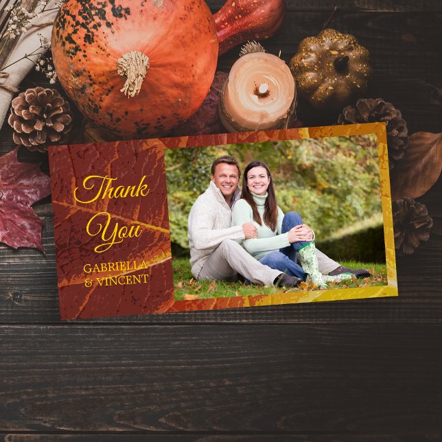 Carte De Remerciements Shades of Autumn Leaf Wedding Thank (Show gratitude after your Fall wedding or shower with the seasonal Shades of Autumn Thank You Card.)