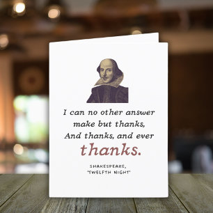 Carte De Remerciements Shakespeare Citation Littéraire Gratitude Théâtre