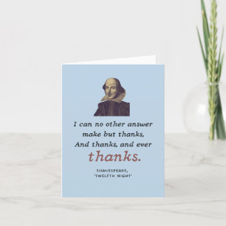 Carte De Remerciements Shakespeare Gratitude Élégant livre littéraire