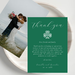 Carte De Remerciements Shamrock irlandais Cross Emerald Green Photo Maria