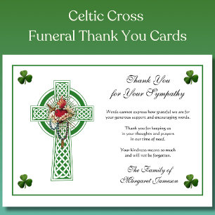 Carte De Remerciements Shamrock Mary Irish Celtic Cross Condolence
