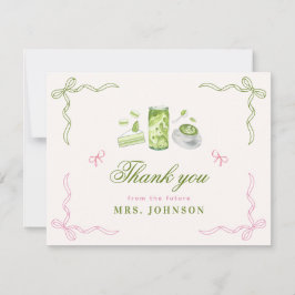 Carte De Remerciements She Found Her Perfect Matcha Bow Bridal Shower 