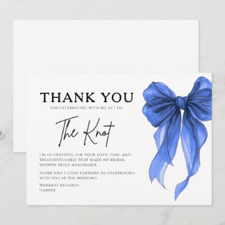Carte De Remerciements She’s Tying The Knot Blue Bow Bridal Shower