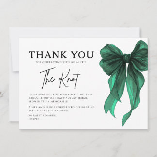 Carte De Remerciements She’s Tying The Knot Green Bow Bridal Shower