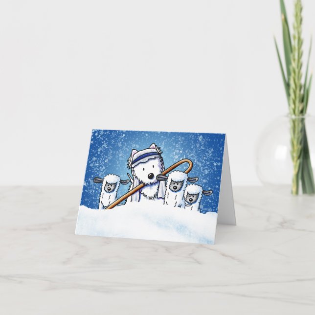 Carte De Remerciements Shepherd Westie and Sheep Christmas Note Card (Devant)