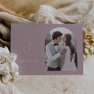 Carte De Remerciements SHYLAH Flat Lilac Monogramme géométrique Mariage p