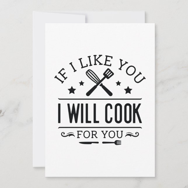 Carte De Remerciements Si Je Vous Aimerais, Je Cuisinerai Pour Vous (Devant)
