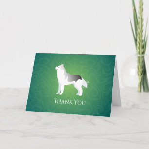 Carte de remerciements Sibérien Husky Chien Argent