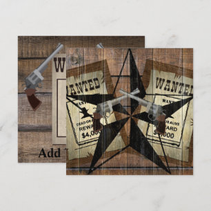 Carte De Remerciements SIGNE Recherché Rustique Texas Star Western Double