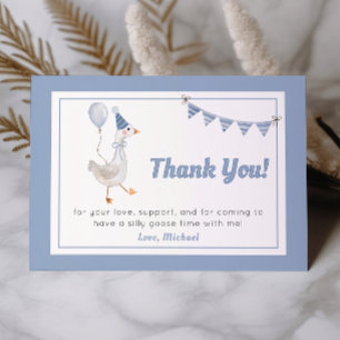 Carte De Remerciements Silencieux Goose Blue Boy Anniversaire
