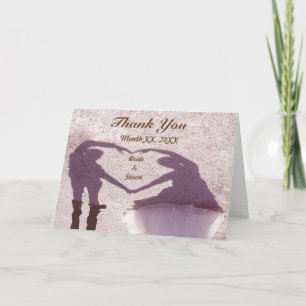 Carte De Remerciements Silhouette de couple nuptiale Coeur en Mariage de 