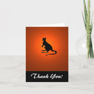 Carte De Remerciements Silhouette de Kangaroo sur bandes orange et rouge