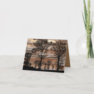 Carte De Remerciements Silhouette De L'Arbre Des Bois Sur La Barque