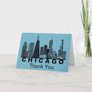 Carte De Remerciements Silhouette de l'horizon de Chicago