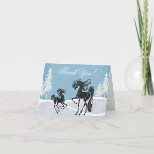 Carte De Remerciements Silhouette Mare et Foie Cheval d'hiver