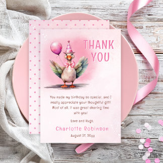Carte De Remerciements Silly Goose Pink First Birthday Girl Party