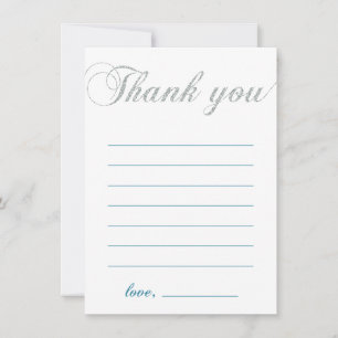 Carte De Remerciements Silver & Teal   Note de remerciement moderne pour 