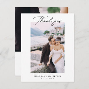 Carte De Remerciements Simple 2 Photo Typographie Mariage de message card
