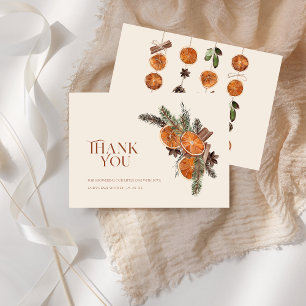 Carte De Remerciements Simple Baby Shower Hiver Orange Séchée Cannelle