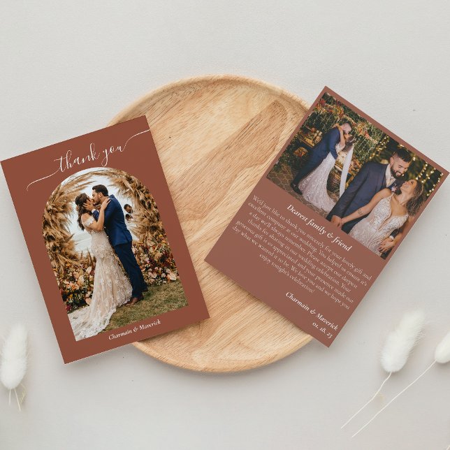 Carte De Remerciements Simple Boho Pampas Grass Terracotta Photo Appartem (Créateur téléchargé)