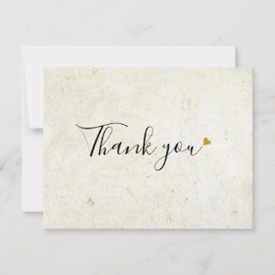 Carte De Remerciements Simple Business Rustique Boho Or Cœur Script