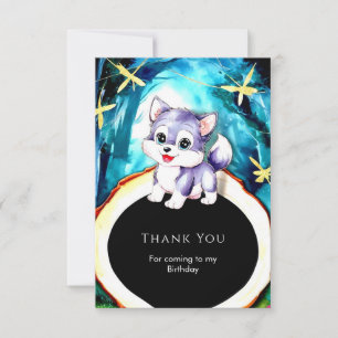 Carte De Remerciements Simple Charme Loup Anniversaire