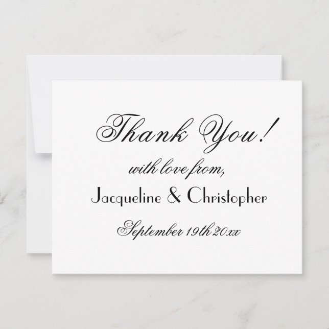 Carte De Remerciements Simple chic élégant Mariage blanc (Devant)