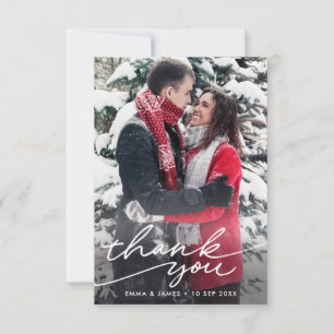 Carte De Remerciements Simple Chic Moderne Lettrage Mariage Photo