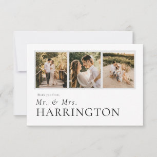 Carte De Remerciements Simple Classique M. et Mme Photo Collage Mariage