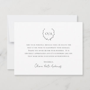 Carte De Remerciements Simple classique Monogramme Wreath Élégante entrep