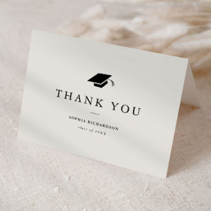 Carte De Remerciements Simple classique noir et blanc photo graduation